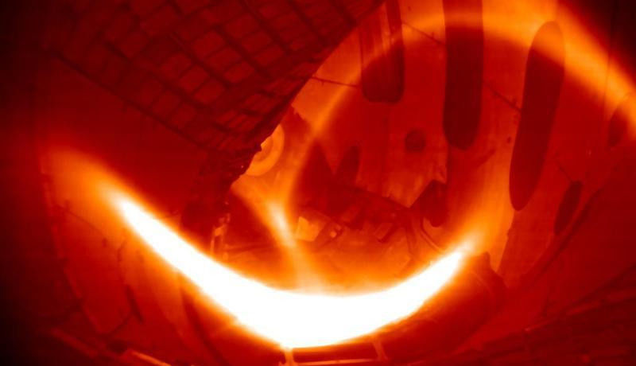 Hydrogen plasma produced by Germany’s experimental nuclear fusion reactor, the Wendelstein 7-X stellarator. Image: IPP
